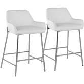 Daniella 24" Counter Stool in White Leatherette & Chrome Metal (Set of 2)